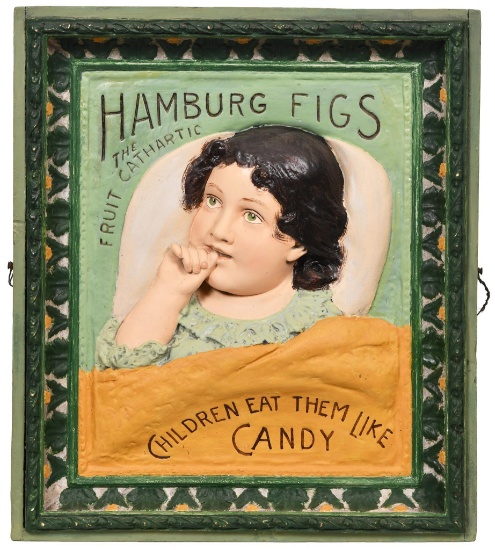 Hamburg Figs "Children Eat Them Like Candy" Plaster Sign