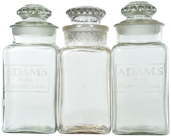 2-Adams Chewing Gun & Pomona Glass Counter-Top w/Lids