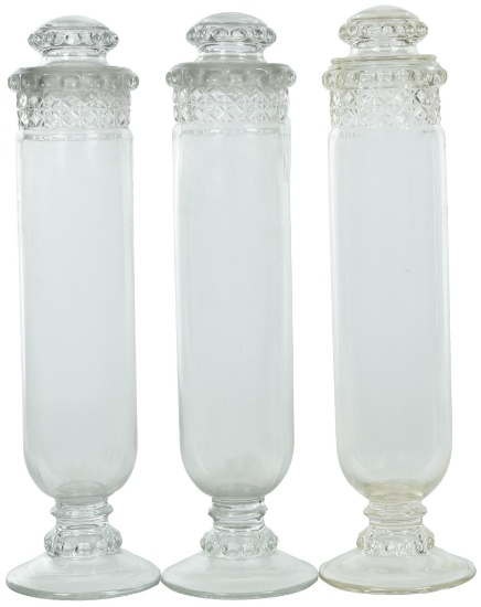 3-Tall Press Glass Footed Candy Containers