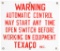 Texaco Waring Automatic Control Porcelain Sign