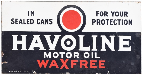 Havoline Motor Oil Wax Free Porcelain Sign