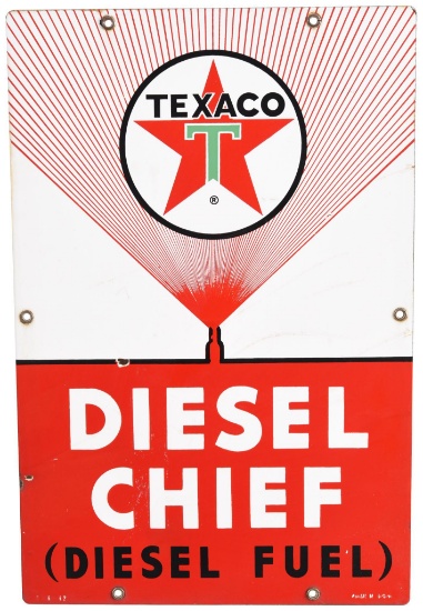 Texaco (white-T) Diesel Chief (large) Porcelain Sign
