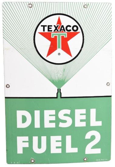 Texaco (white-T) Diesel Fuel 2 (green) Porcelain Sign