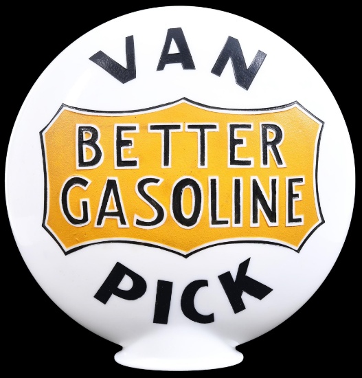 Van Pick "Better Gasoline" OPE Milk Glass Globe