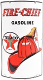 Texaco (black-T) Fire Chief Gasoline Porcelain Sign