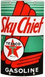 Texaco (white-T) Sky Chief Gasoline Porcelain Curved Sign