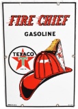 Texaco (white-T) Fire Chief Gasoline (medium) Porcelain Sign