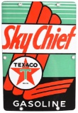 Texaco (white-T) Sky Chief Gasoline (small) Porcelain Sign