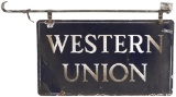 Western Union Porcelain Sign with Hanger