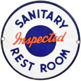 (Amoco) Inspected Sanitary Rest Rooms Porcelain Sign