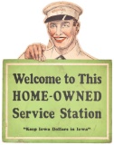 Welcome to This Home-Owned Service Station Sign