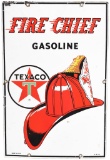 Texaco (white-T) Fire Chief Gasoline (large) Porcelain Sign