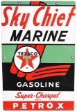 Texaco (white-T) Sky Chief Marine Gasoline w/Petrox Sign
