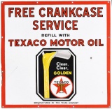 Texaco (black-T) Motor Oil Free Crankcase Service Porcelain Sign