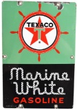 Texaco Marine White Gasoline w/Ship's Wheel (small) Sign