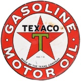 Texaco (black-T) Gasoline Motor Oil Porcelain Sign