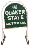 Quaker State Motor Oil Metal Sign in Stand