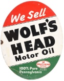 We Sell Wolf's Head Motor Oil w/Logo Metal Sign