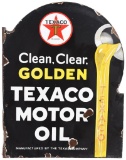 Texaco Motor Oil Clean, Clear, Golden w/Logo Porcelain Sign