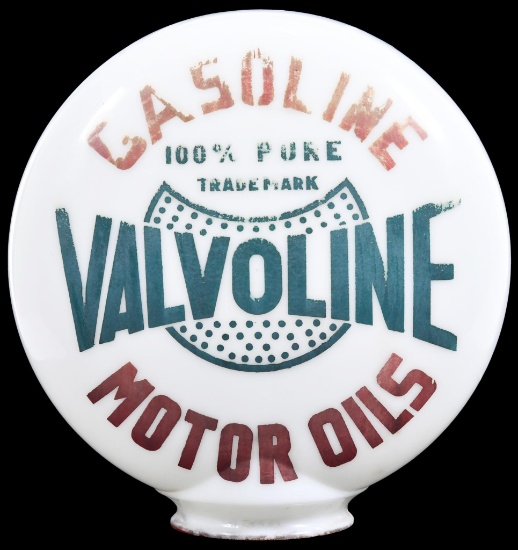 Valvoline Gasoline Motor Oil OPB Milk Glass Globe