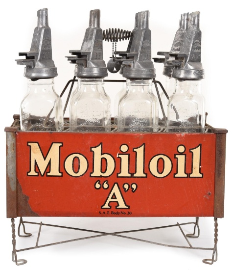 Mobiloil Filpruf Oil Bottles in Holder