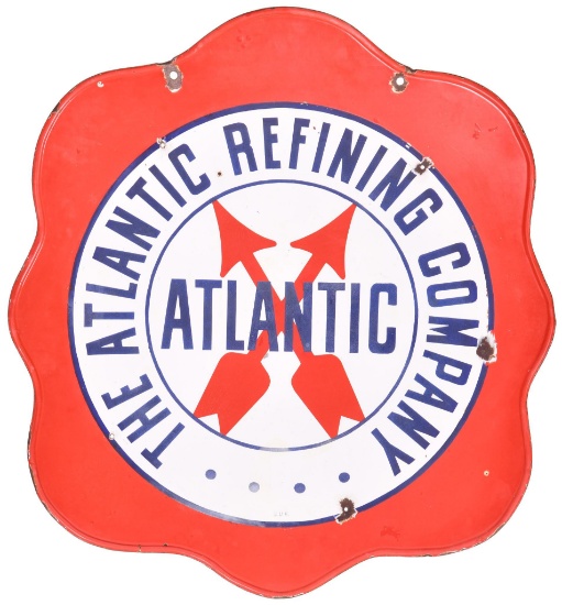 Atlantic Refining Company w/Crossed Arrow Logo Porcelain Sign