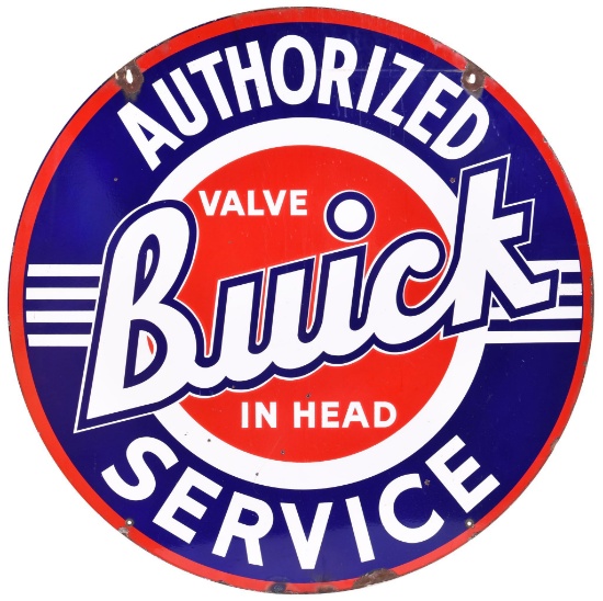 Buick Valve in Head Authorized Service (outlined) Porcelain Sign