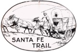 Santa Fe Trail w/Wagon Train Logo Porcelain Sign