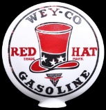 Red Hat Wey-Co Gasoline OPE Milk Glass Globe