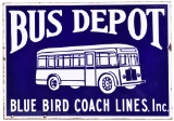Blue Bird Coach Lines Bus Depot w/Logo Porcelain Sign