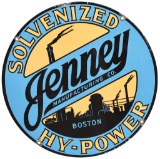 Jenny Solvenized Hy-Power w/Factory Scene Porcelain Pump Sign