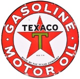 Texaco (black-T) Star Logo Gasoline Motor Oil Porcelain Sign