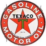 Texaco (white-T) Gasoline Motor Oil Porcelain Sign