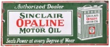 Sinclair Opaline Motor Oil w/Flat Can Logo Porcelain Sign