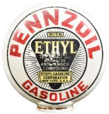 Pennzoil Gasoline w/Ethyl Logo OPB Milk Glass Globe Body