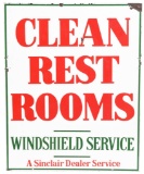 Sinclair Clean Rest Rooms Porcelain Sign