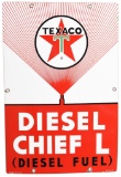 Texaco (white-T) Diesel Chief L (large) Porcelain Sign