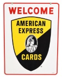 Welcome American Express Cards w/Logo Metal Sign