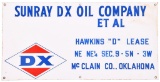 Sunray D-X Oil Company w/Logo Porcelain Well Sign