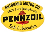 Pennzoil Outboard Motor Oil w/Red Bell Metal Rack Sign