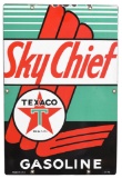 Texaco (white-T) Sky Chief Gasoline (large) Porcelain Sign