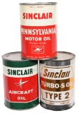 Sinclair Aircraft, Turbo-S & Pennsylvania One Quart Metal Cans