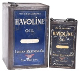 Havoline Oil Indian Refining Co. One & Five Gallon Metal Cans