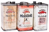 3-Mobiloil Motor Oil One Gallon Square Metal Cans