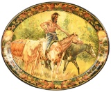 Vintage Tin Lithograph Indian Advertising Tray