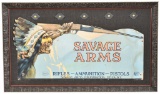 Framed Savage Arms Cardboard Advertising Wall Sign