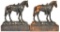 Lot Of 2 Bronze Horse Paperweight Sculptures