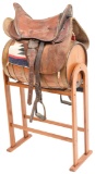 Mid 1800's Officers Military Saddle With Brass Trim