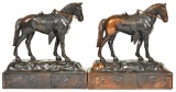 Lot Of 2 Bronze Horse Paperweight Sculptures