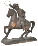 Vintage Metal Spelter Horse And Cowboy Figurine